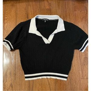 Timing Kawaii Anime Inspired Preppy Stretchy Ribbed Collared Sz M-L Blouse $45